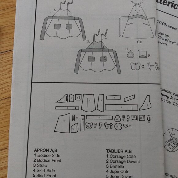 Apron Sewing Pattern Full Bib Size Small Medium Large Butterick 5765 UNCUT - Picture 12 of 12